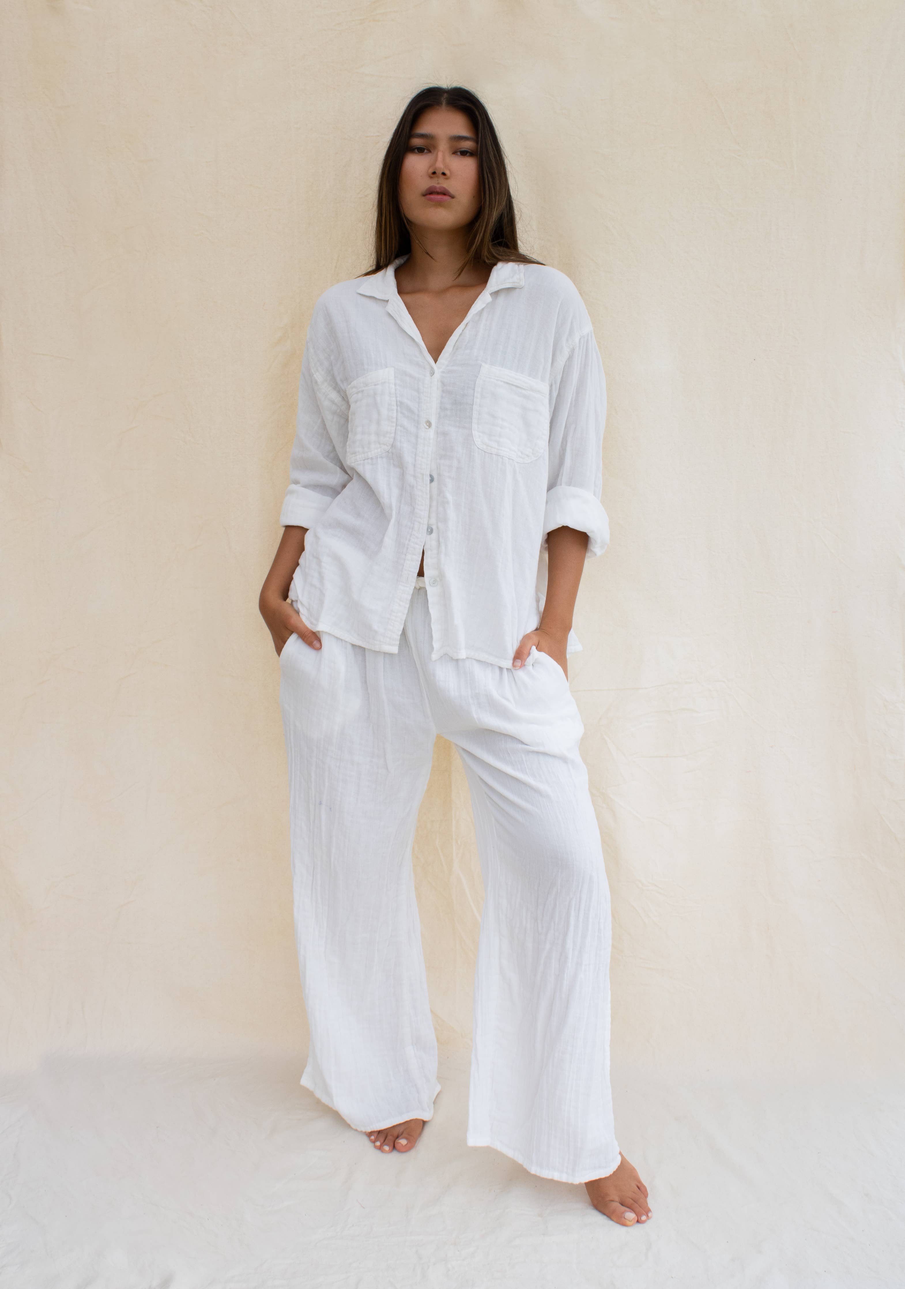 OVER-SIZED GAUZE BEACH SHIRT
