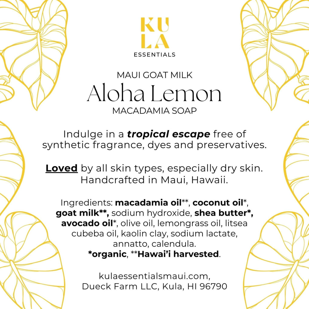 Maui Goat Milk Macadamia Soap -  Aloha Lemon - Salt & Loom