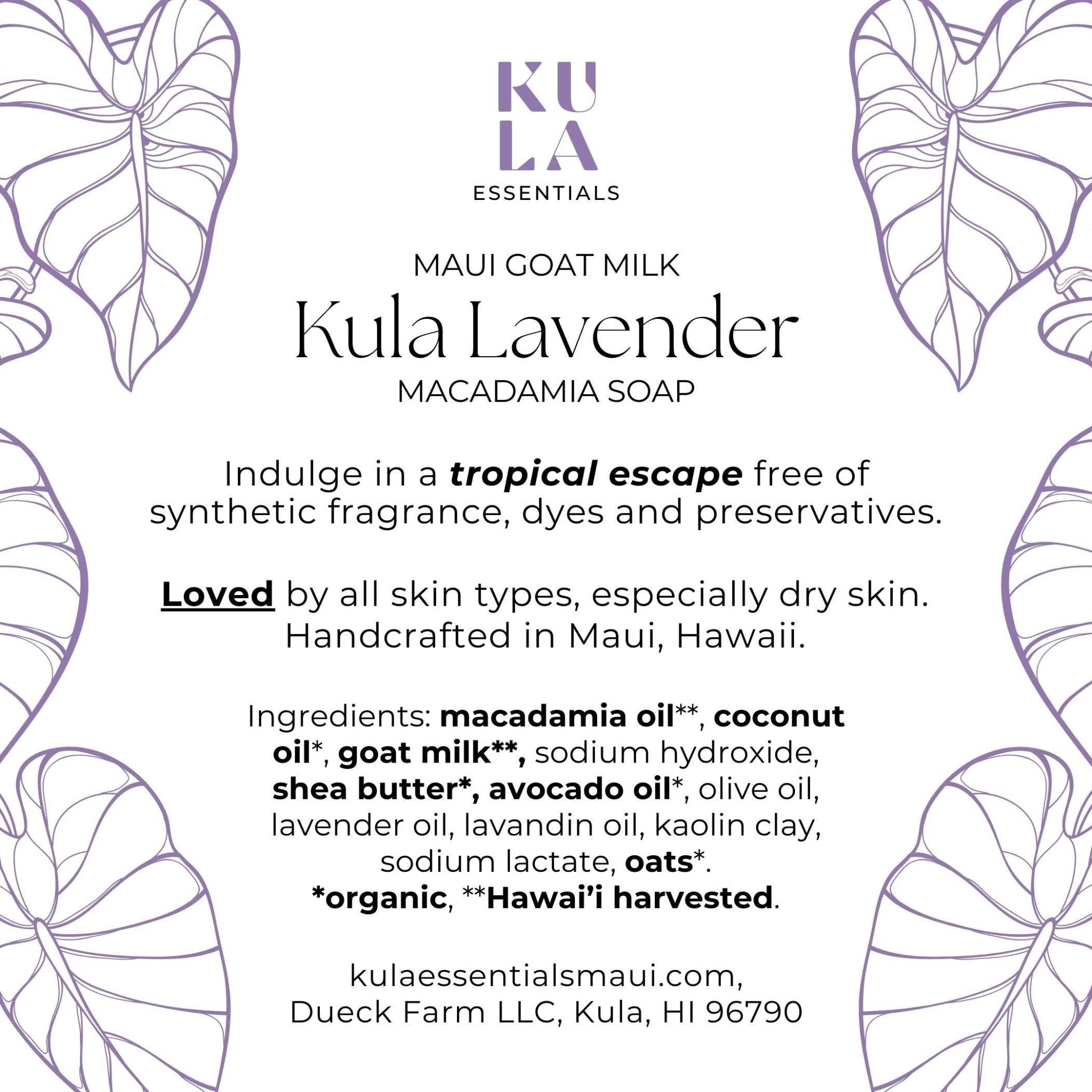 Maui Goat Milk Macadamia Soap -  Kula Lavender - Salt & Loom